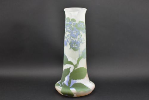 Large Galle Cameo Glass Hydrangea Vase C1900 ( 13 Inches)