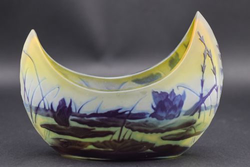 Galle Cameo Glass Crescent Shaped Aquatic Vase