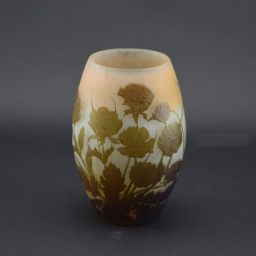 Galle Cameo Glass Poppy Vase C1900