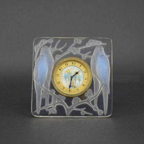 Rene Lalique Inseparables Clock with Hand Painted Dial C1926