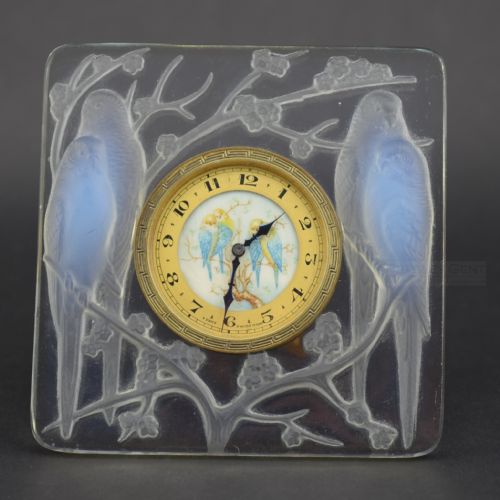 fig 1. Rene Lalique Inseparables clock with hand painted dial C1926
