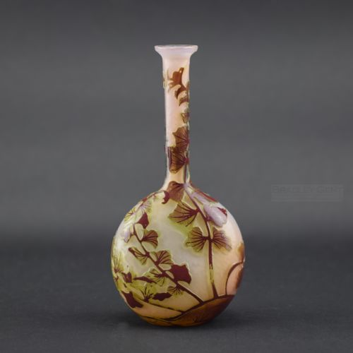 Galle Cameo Glass Fire Polished Banjo Vase