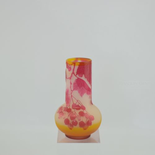 Emile Galle Fire Polished Cameo Glass Red Currants Vase C1904