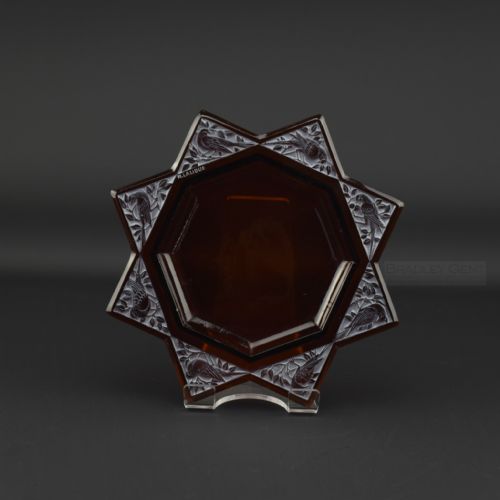 Rene Lalique Fauvettes Amber Glass Ashtray C1924