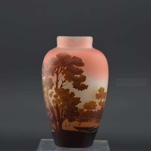 Emile Galle Cameo Landscape/boats Vase C1900