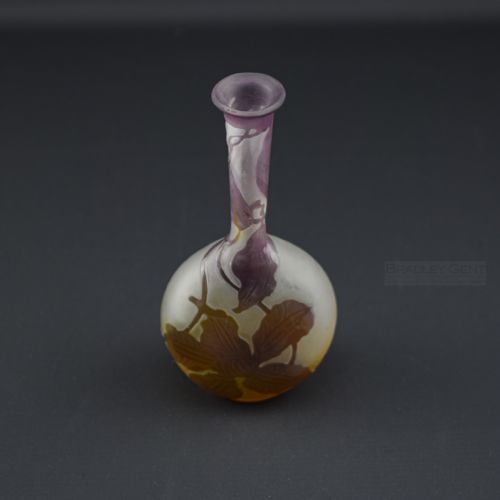 Galle Cameo Glass Banjo Vase C1900