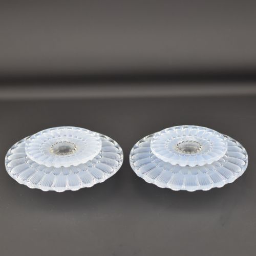 Pair of Rene Lalique Dahlia Candlesticks C1934