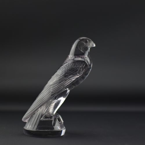 Rene Lalique Falcon Mascot with a Nice Amethyst Tint C1925