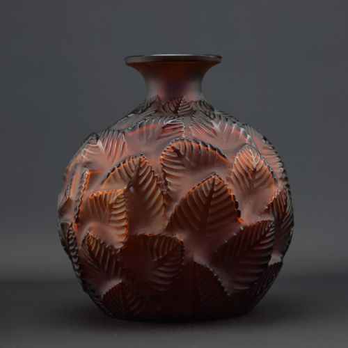 Rene Lalique Deep Amber Ormeaux Vase C1926