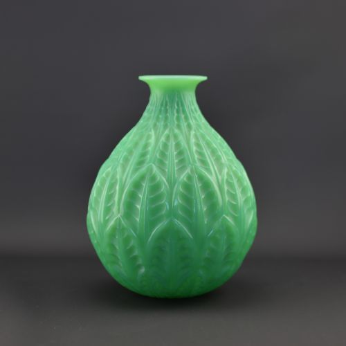 Rene Lalique Jade Green Malesherbes Vase C1927