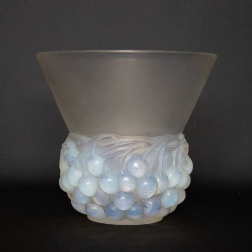 Rene Lalique Cerises Opalescent Vase C1930