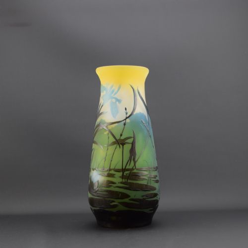 fig 1. Large Galle cameo glass aquatic vase C1910 ex Elton John Collection