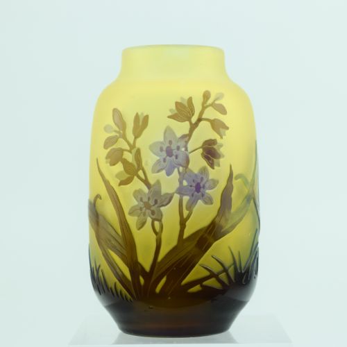 Pretty Galle Cameo Window Pane Effect Vase C1920