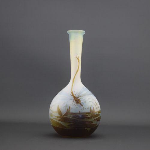 Galle Cameo Glass Aquatic Dragonfly Vase C1910