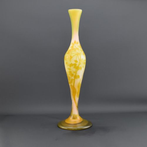 TALL GALLE FLORAL CAMEO GLASS VASE C1910 - ADDITIONAL PHOTO 1