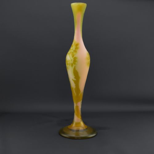 TALL GALLE FLORAL CAMEO GLASS VASE C1910 - ADDITIONAL PHOTO 2