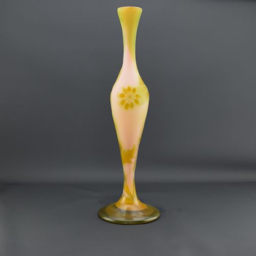 TALL GALLE FLORAL CAMEO GLASS VASE C1910 - ADDITIONAL PHOTO 3