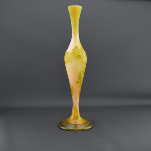 TALL GALLE FLORAL CAMEO GLASS VASE C1910 - ADDITIONAL PHOTO 4