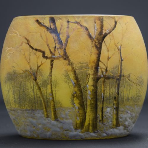 fig 1. Daum enameled winter landscape vase C1890