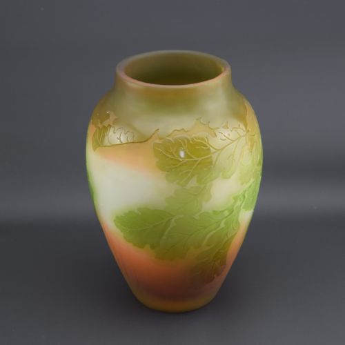 GALLE CAMEO GLASS OAK LEAF ACORN VASE C1920S - ADDITIONAL PHOTO 2