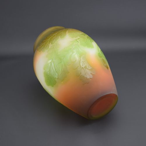 GALLE CAMEO GLASS OAK LEAF ACORN VASE C1920S - ADDITIONAL PHOTO 3