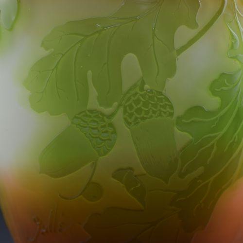 GALLE CAMEO GLASS OAK LEAF ACORN VASE C1920S - ADDITIONAL PHOTO 6