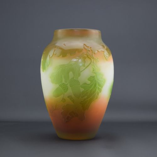 GALLE CAMEO GLASS OAK LEAF ACORN VASE C1920S - ADDITIONAL PHOTO 8