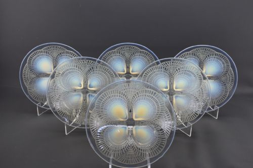 RENE LALIQUE SET OF 6 OPALESCENT COQUILLES NO3 235CM PLATES C1924 - ADDITIONAL PHOTO 1