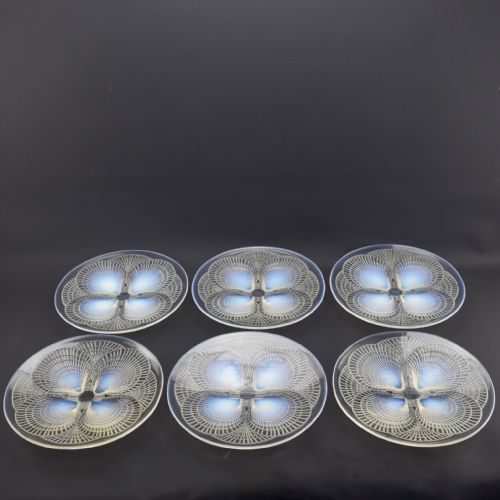 RENE LALIQUE SET OF 6 OPALESCENT COQUILLES NO3 235CM PLATES C1924 - ADDITIONAL PHOTO 2