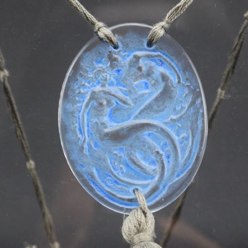Rene Lalique Blue Stained Sirene Pendant C1919