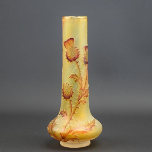Daum Cameo Glass Thistle Vase Thistle C1900