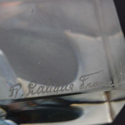 RENE LALIQUE BLUE STAINED MOINEAU PAPERWEIGHT ON SOCLE C1932 - ADDITIONAL PHOTO 5
