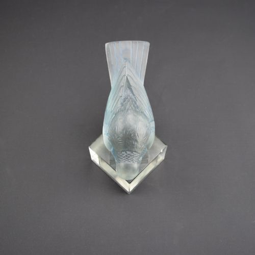 RENE LALIQUE BLUE STAINED MOINEAU PAPERWEIGHT ON SOCLE C1932 - ADDITIONAL PHOTO 6