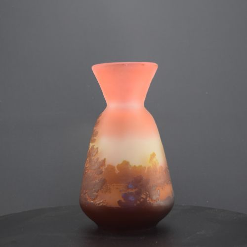 GALLE CAMEO GLASS VASE BROWN PEACH LANDSCAPE DESIGN C1905 - ADDITIONAL PHOTO 2
