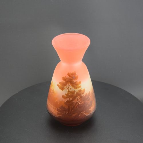 GALLE CAMEO GLASS VASE BROWN PEACH LANDSCAPE DESIGN C1905 - ADDITIONAL PHOTO 7