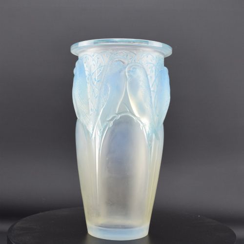 RENE LALIQUE OPALESCENT BLUE STAINED CEYLAN VASE - ADDITIONAL PHOTO 1