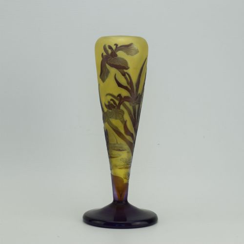 GALLE CAMEO GLASS AQUATIC IRIS VASE C1908