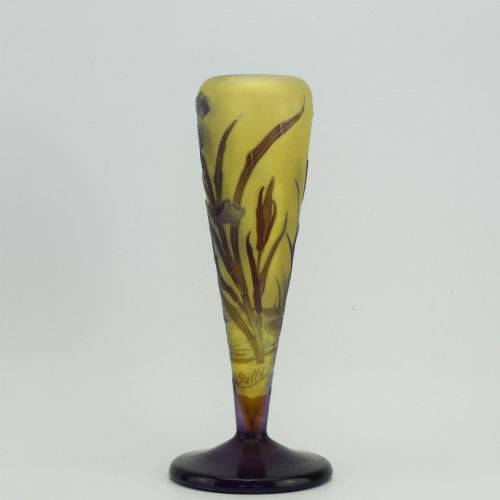 GALLE CAMEO GLASS AQUATIC IRIS VASE C1908 - ADDITIONAL PHOTO 3
