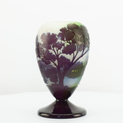 GALLE CAMEO GLASS FOOTED LANDSCAPE VASE C1920