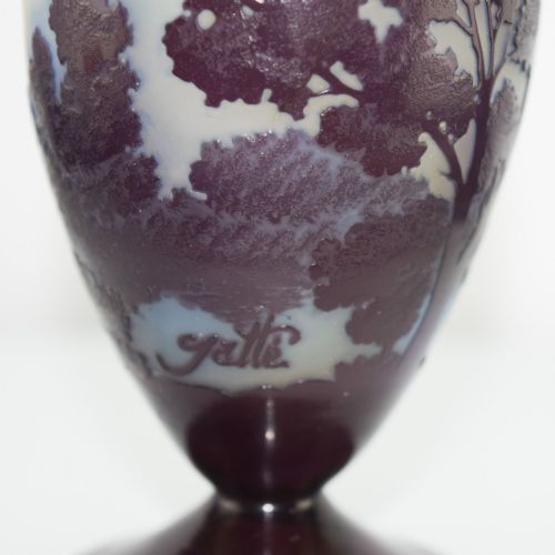 GALLE CAMEO GLASS FOOTED LANDSCAPE VASE C1920 - ADDITIONAL PHOTO 4