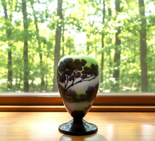 GALLE CAMEO GLASS FOOTED LANDSCAPE VASE C1920 - ADDITIONAL PHOTO 5