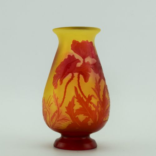 GALLE CAMEO GLASS POPPY FOOTED VASE C1920 - ADDITIONAL PHOTO 4