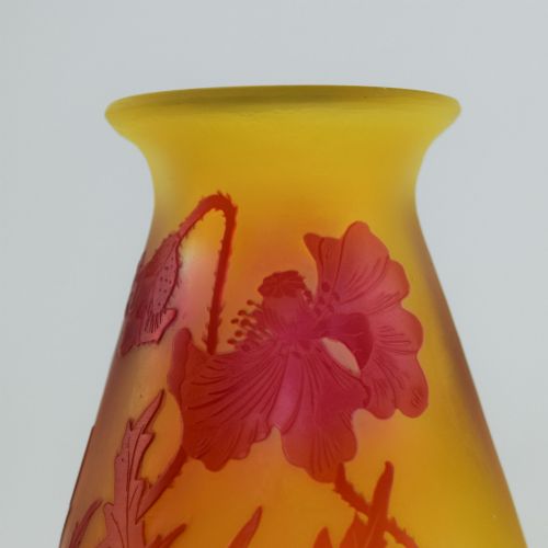 GALLE CAMEO GLASS POPPY FOOTED VASE C1920 - ADDITIONAL PHOTO 8