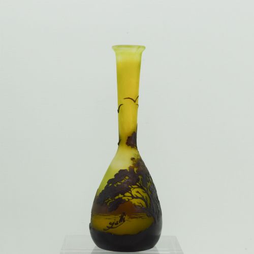 GALLE LANDSCAPE BANJO CAMEO GLASS VASE C1910 - ADDITIONAL PHOTO 2
