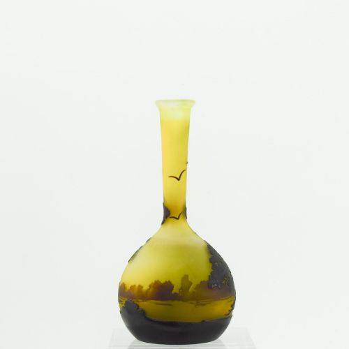 GALLE LANDSCAPE BANJO CAMEO GLASS VASE C1910 - ADDITIONAL PHOTO 3