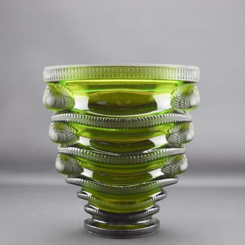 Rene Lalique  Olive Green Saint-marc Vase C1939