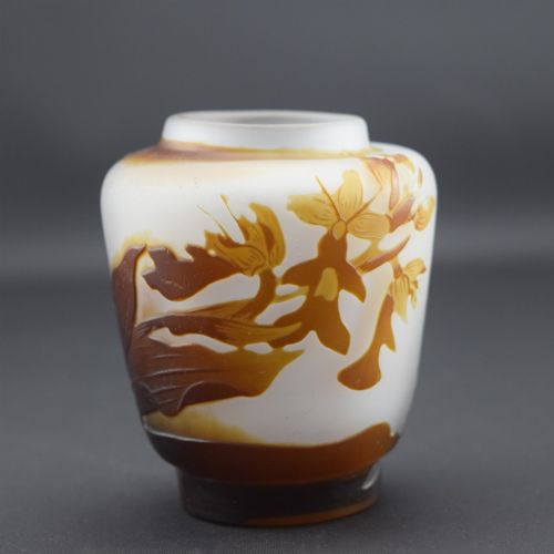 Small Brown Galle Cameo Glass Vase C1908