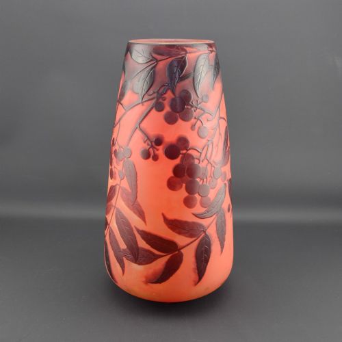 Emile Galle Large Leaf & Berry vase C1910