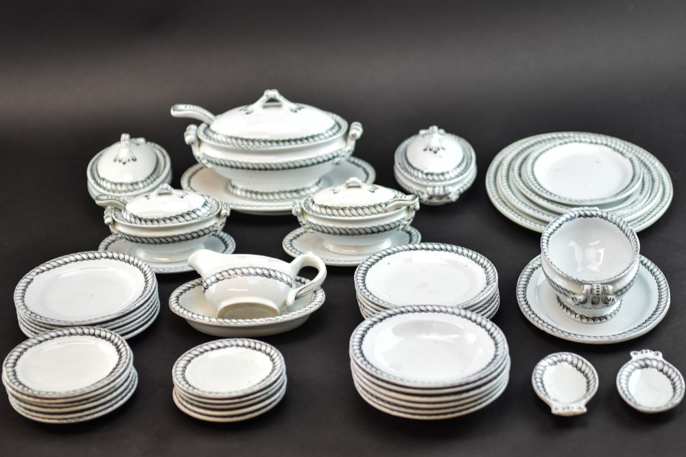 Childs miniature Toy 53 piece Victorian Staffordshire dinner service 1875