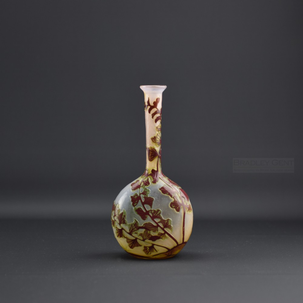 Galle Cameo glass fire polished banjo vase